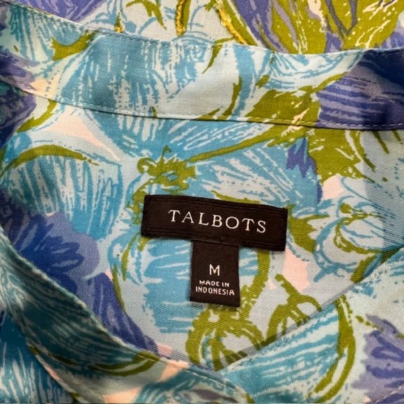 Talbots Blue, White & Green 3/4 Sleeve Blouse Size M - Picture 9 of 9